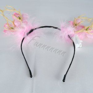Hair Accessory Christmas Pink Headband Christmas Reindeer With Pink Feather